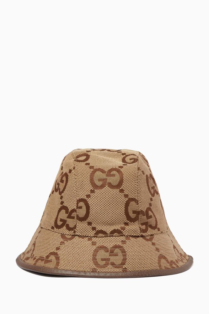 

Jumbo GG Bucket Hat in Canvas, Brown