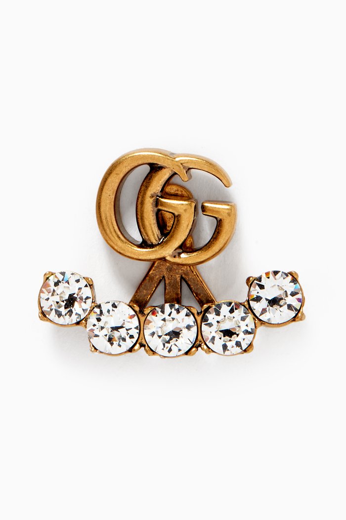 

Double G Crystal Single Earring, Gold