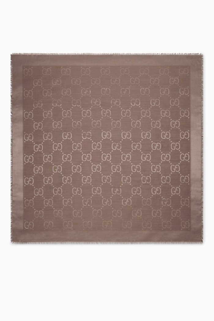 

Shawl in GG Jacquard Silk Wool, Brown