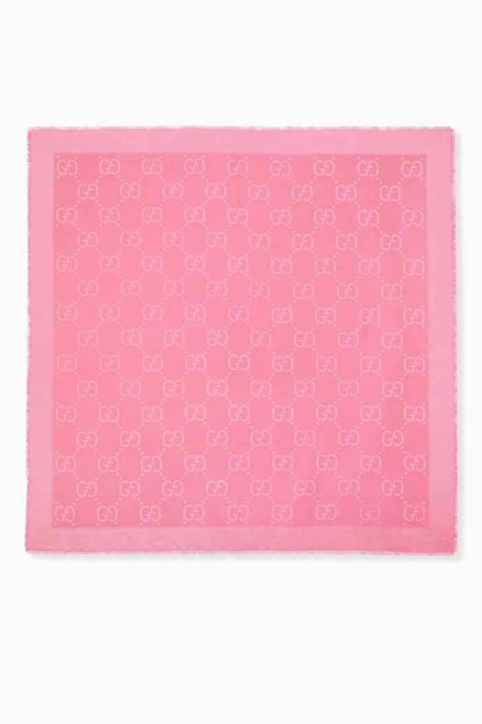 

Shawl in GG Jacquard Silk Wool, Pink