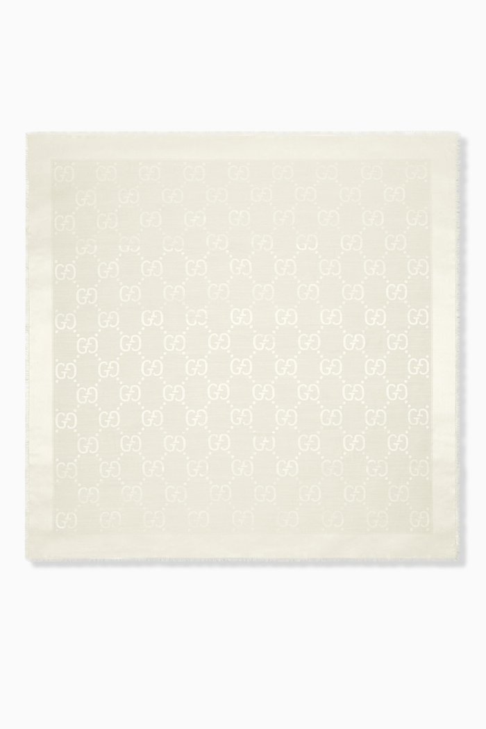 

Shawl in GG Jacquard Silk Wool, White