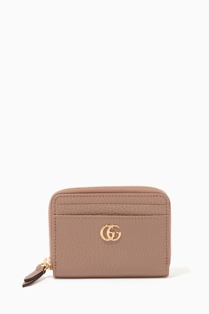 

GG Marmont Zip Wallet in Leather, Neutral