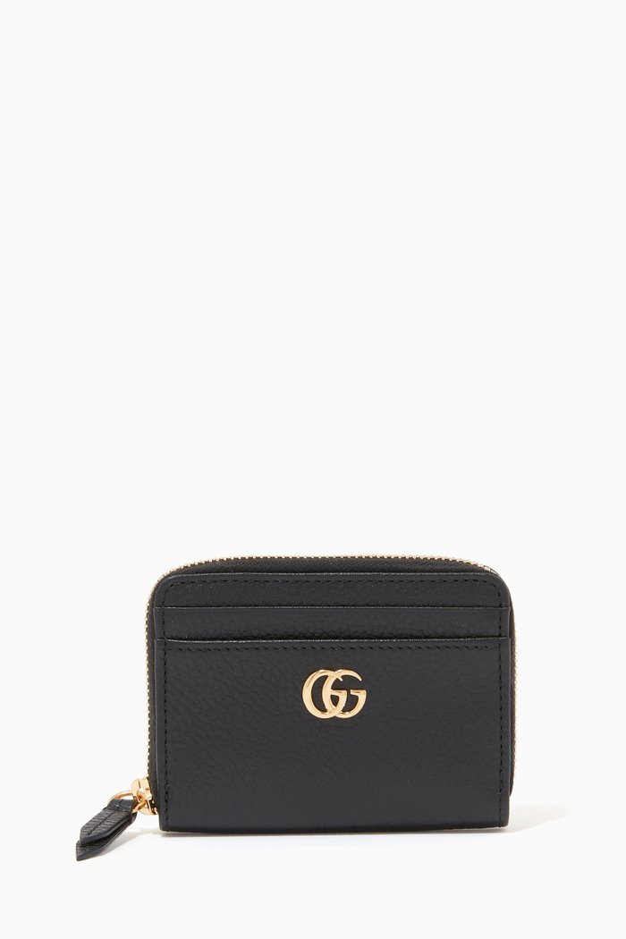 GG Marmont Zip Wallet in Leather, Black