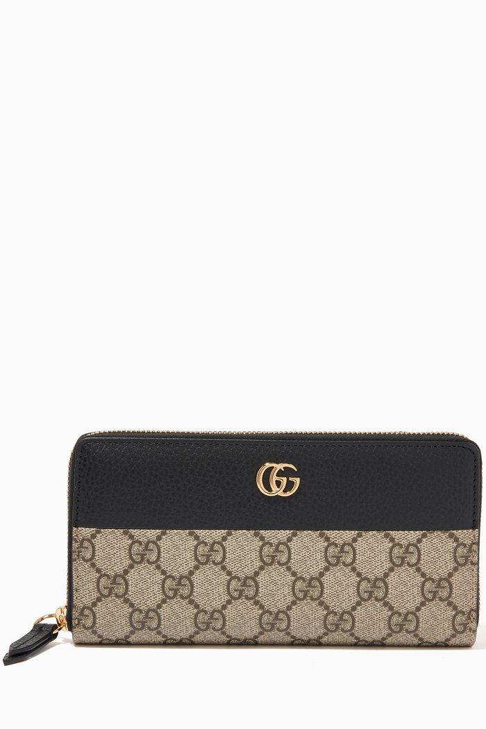 

GG Marmont Wallet in Leather & GG Supreme Canvas, Black