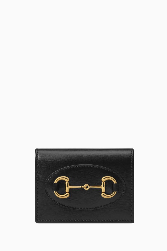 

Gucci 1955 Horsebit Card Case Wallet in Leather, Black