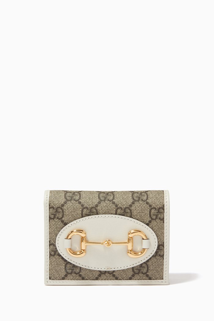 

Gucci 1955 Horsebit GG Card Case Wallet in Leather, White
