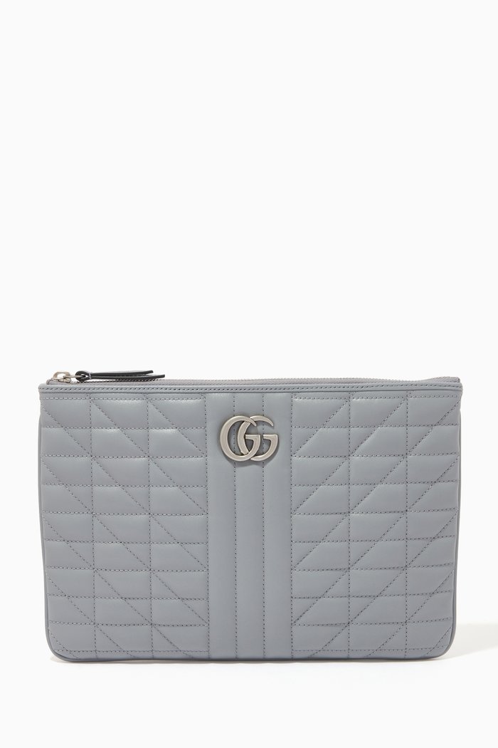 

GG Marmont Pouch in Matelassé Leather, Grey