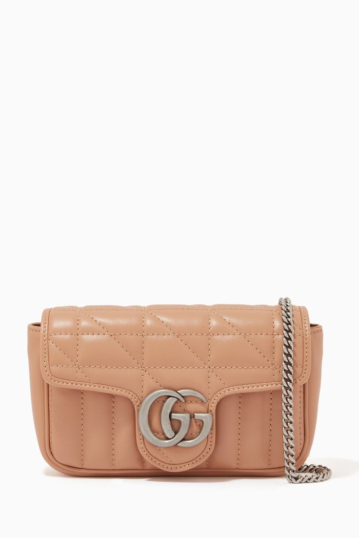 GG Marmont Super Mini Bag in Matelassé Chevron Leather, Neutral