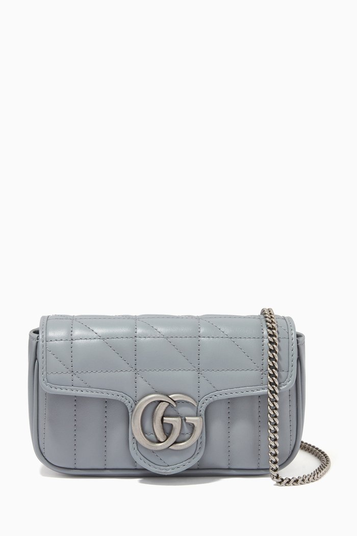 

GG Marmont Super Mini Bag in Matelassé Chevron Leather, Grey