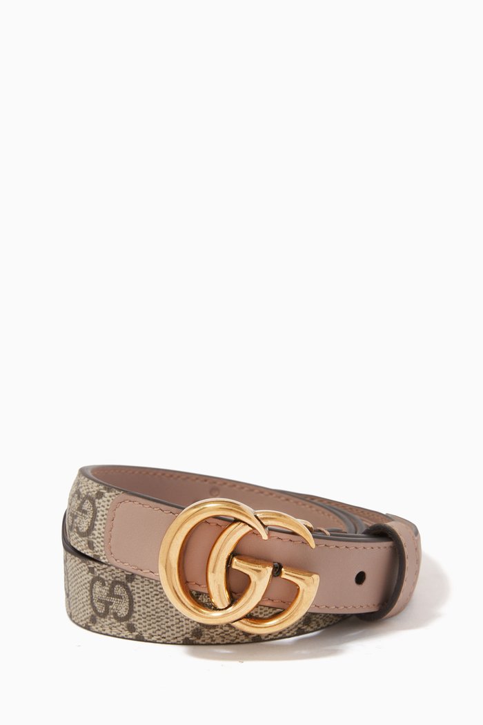 

GG Marmont Thin Belt in Leather, Neutral