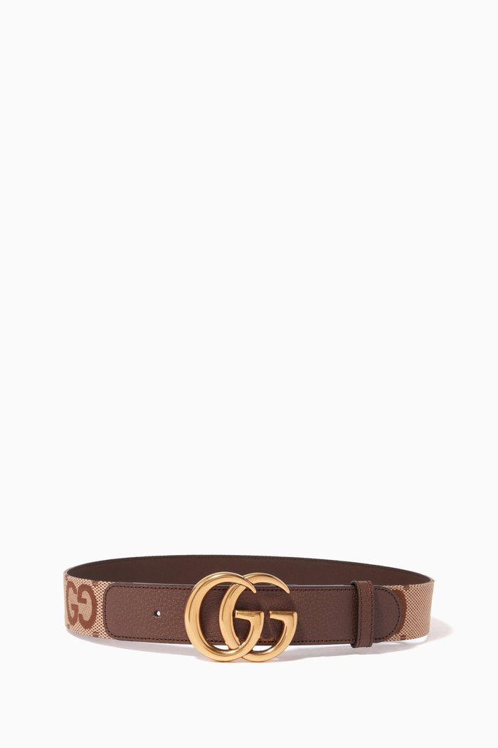 

GG Marmont Wide Belt in Jumbo GG Canvas, Brown