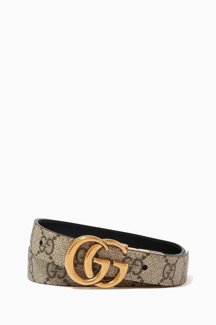 

GG Marmont Reversible Belt in GG Supreme Canvas & Leather, Black