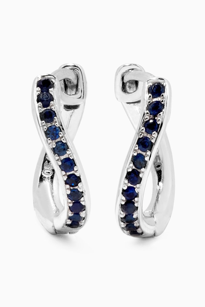 

Mini Infinity Hoops with Blue Sapphires in 18kt White Gold