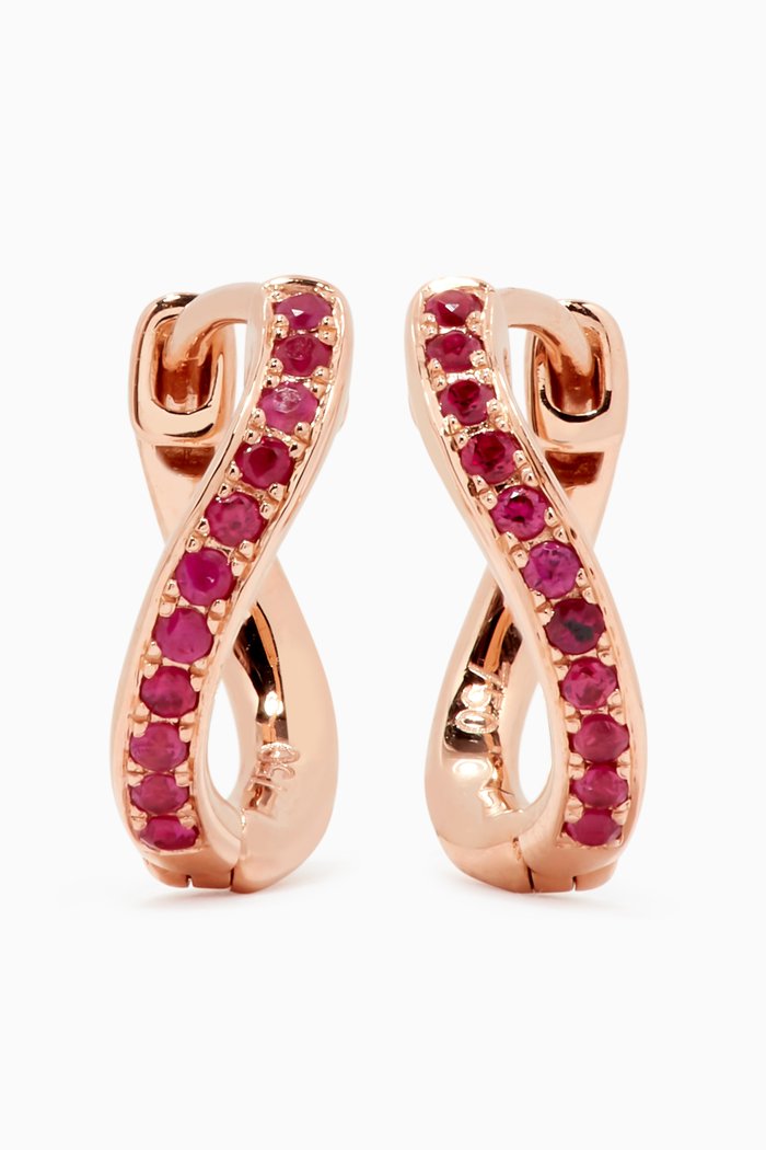 

Mini Infinity Hoops with Rubies in 18kt Rose Gold