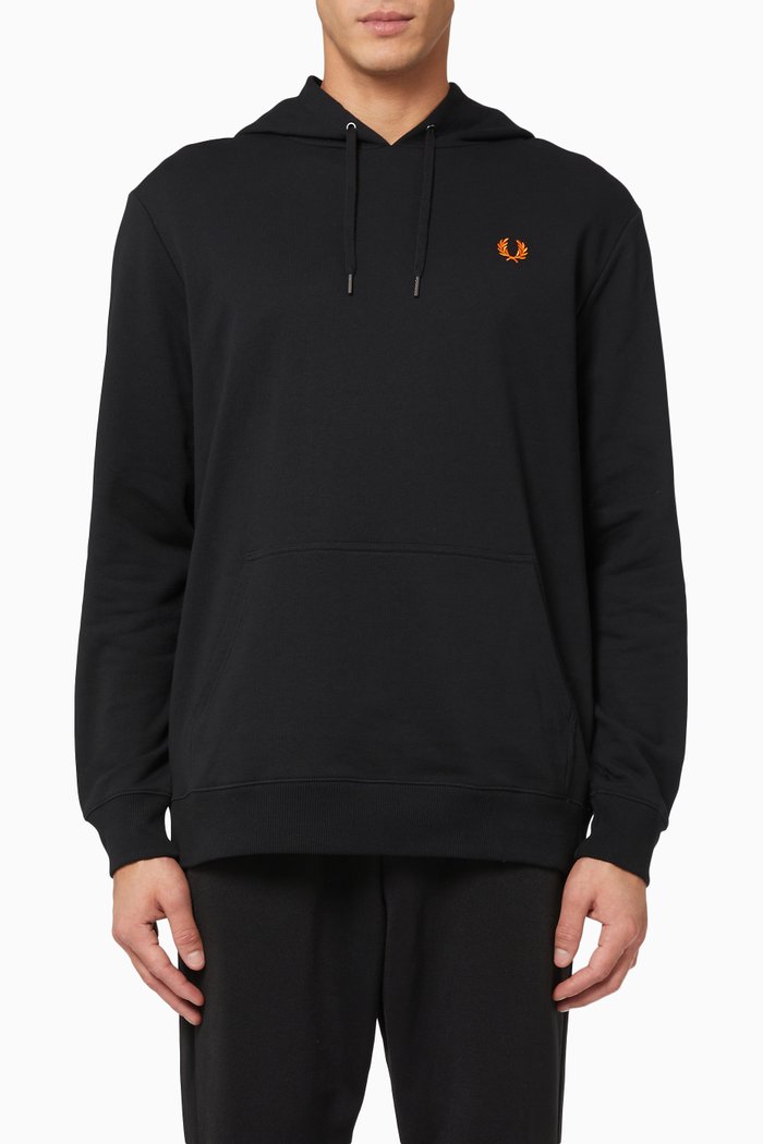 

Laurel Wreath Hooded Sweatshirt in Loopback Cotton, Black