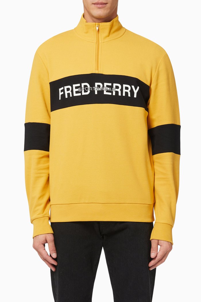 

Contrast Panel Track Shirt in Cotton Piqué, Gold