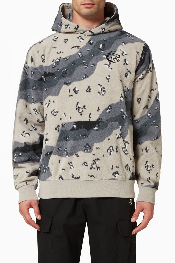 

Camo Popover Hoodie in Brushed Fleece, Grey