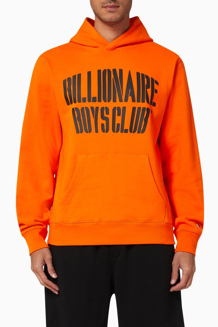Stencil Logo Popover Hood in Loopback Jersey Cotton, Orange