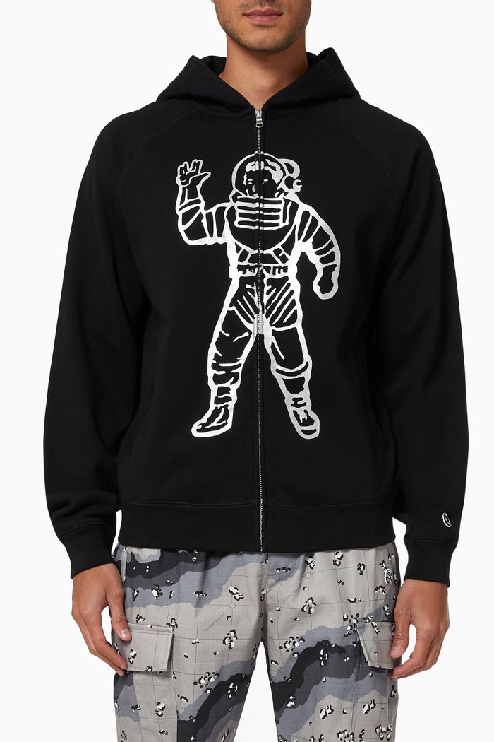 

Standing Astro Zip Through Hoodie in Loopback Jersey Cotton, Black