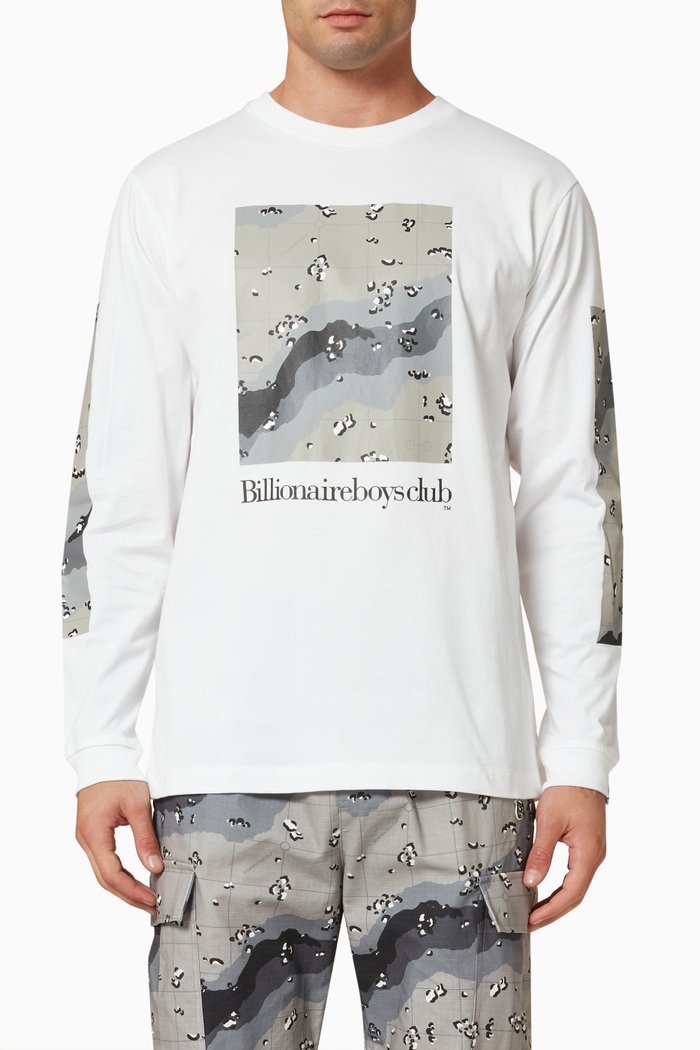

Camo Swatch Long Sleeve T-Shirt in Cotton Jersey, White