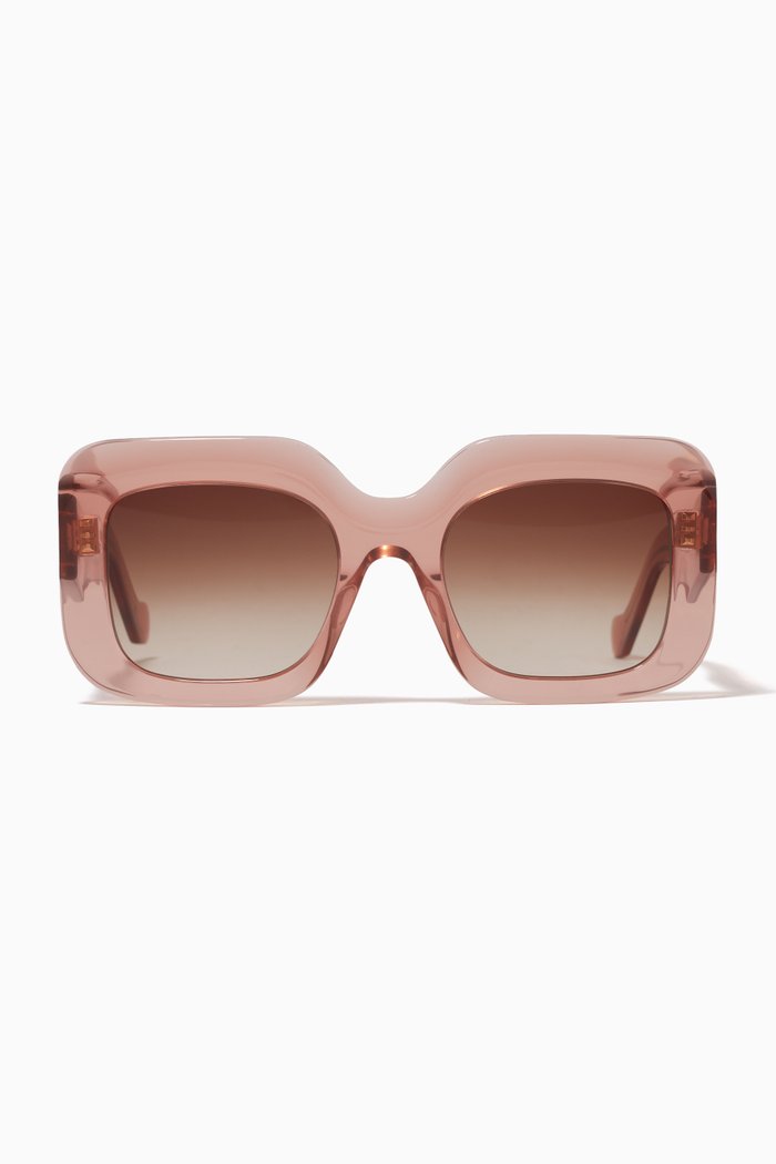 Rectangular Sunglasses in Acetate, Pink