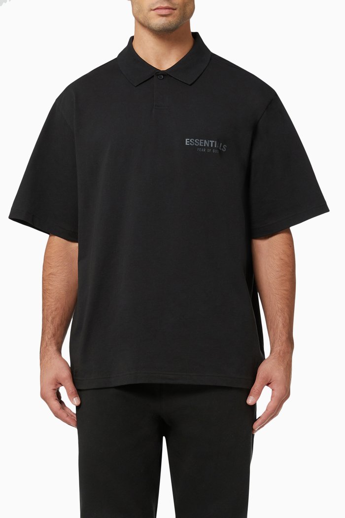 

Short Sleeve Polo T-shirt in Cotton, Black
