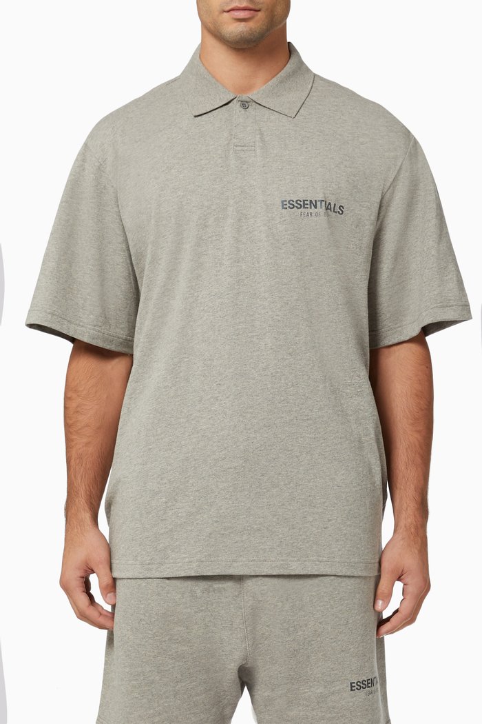 

Short Sleeve Polo T-shirt in Cotton, Grey
