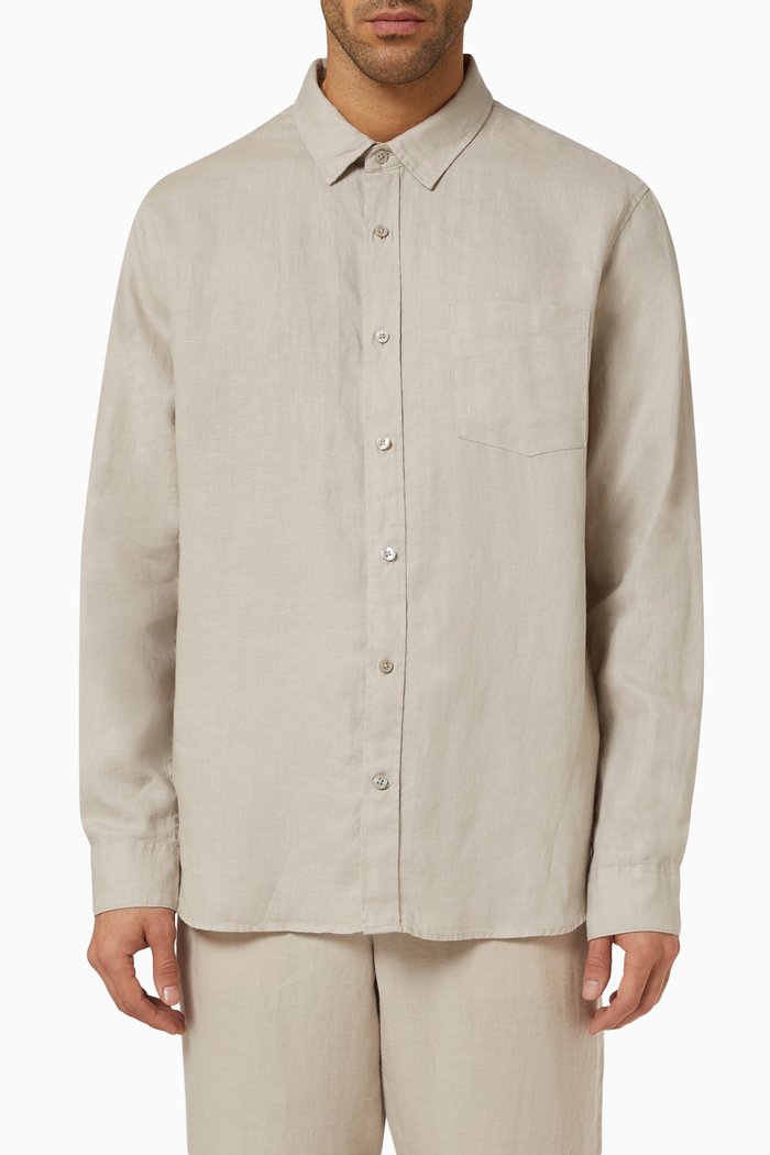 

Long-sleeve Shirt in Linen, Neutral