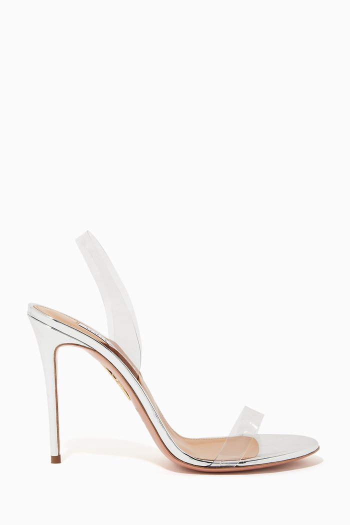 So Nude 105 Sandals in Plexi & Metallic Leather, Silver