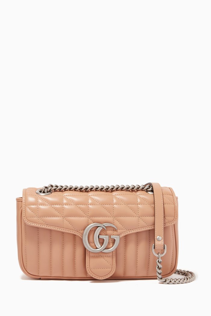 

GG Marmont Small Shoulder Bag in Matelassé Leather, Neutral