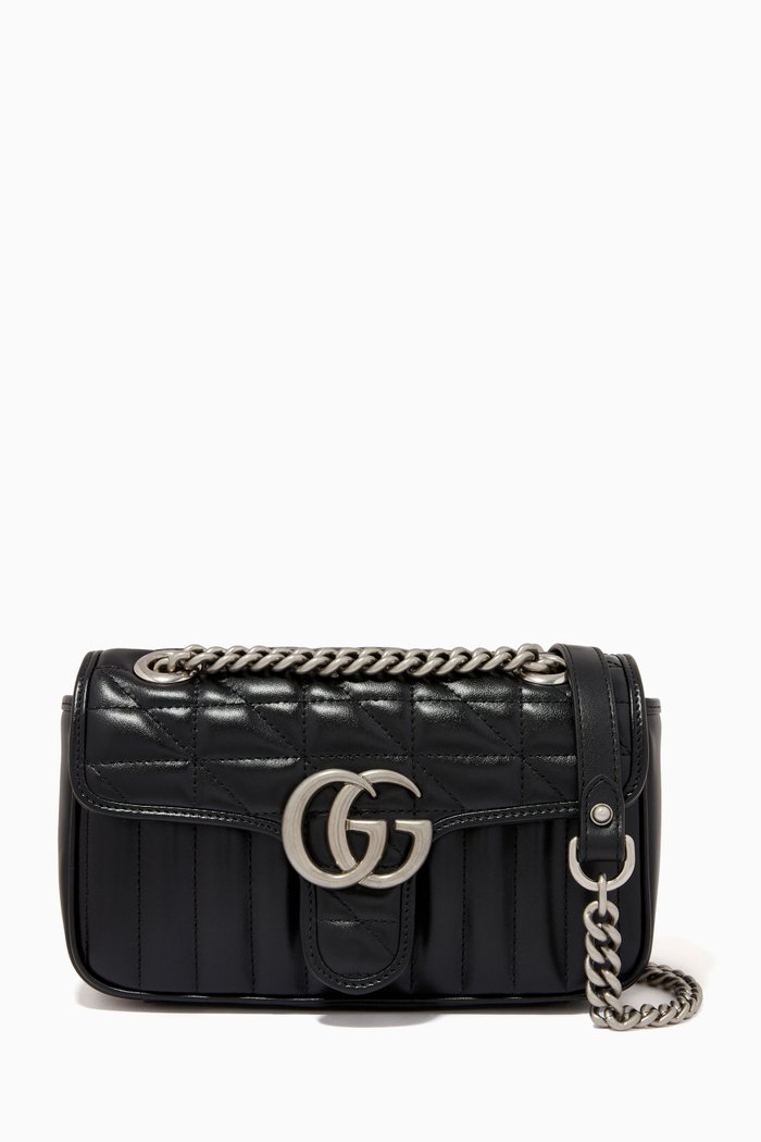 

GG Marmont Mini Shoulder Bag in Matelassé Leather, Black