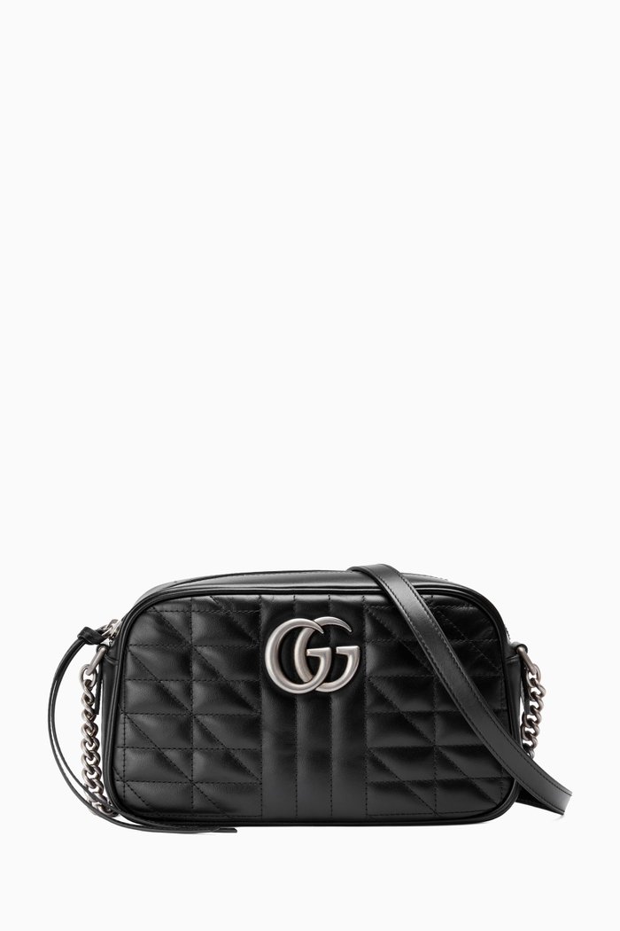 

GG Marmont Small Shoulder Bag in Matelassé Leather, Black