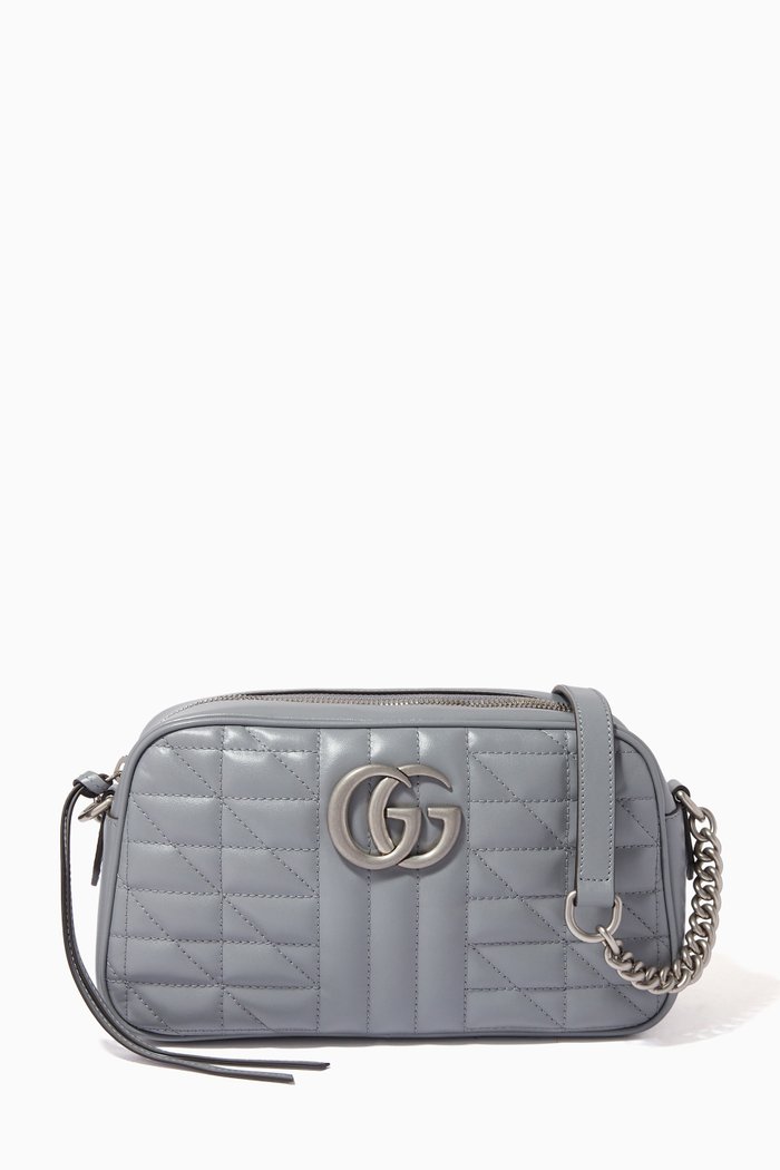 

GG Marmont Small Shoulder Bag in Matelassé Leather, Grey