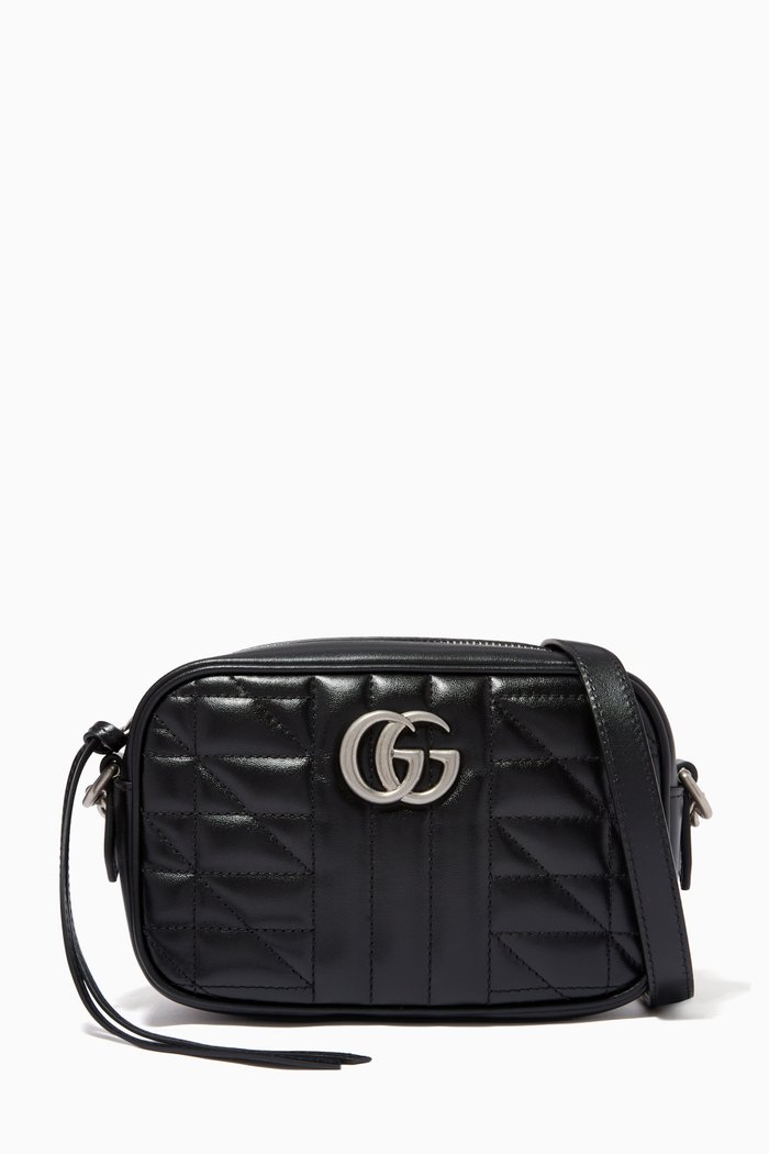 

GG Marmont Mini Shoulder Bag in Matelassé Leather, Black