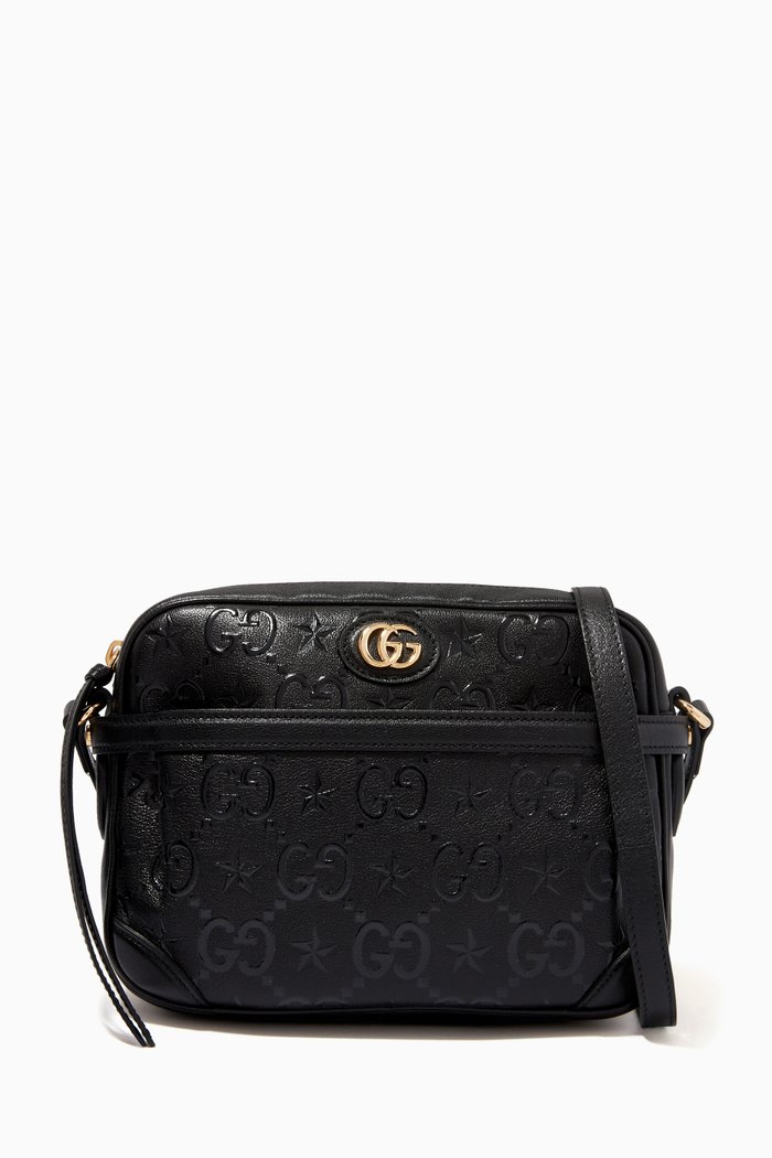 Small Shoulder Bag in GG Star Leather, Black