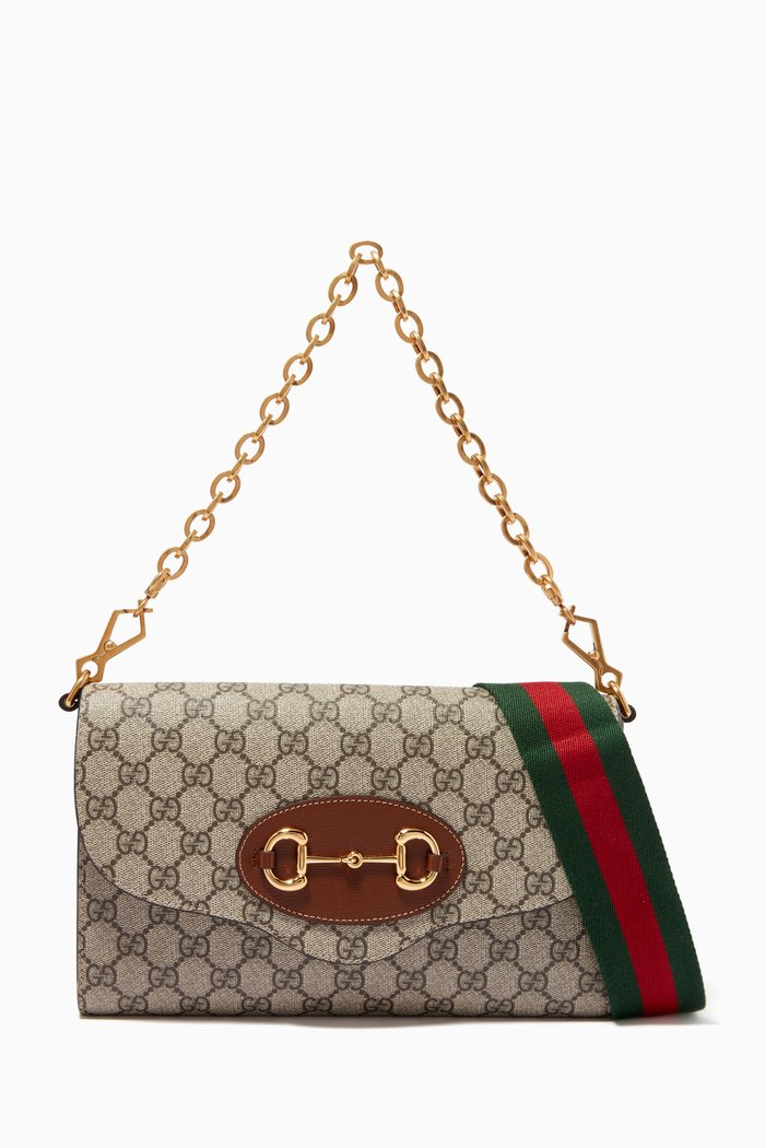 

Horsebit 1955 Small Shoulder Bag in Supreme GG Canvas, Brown
