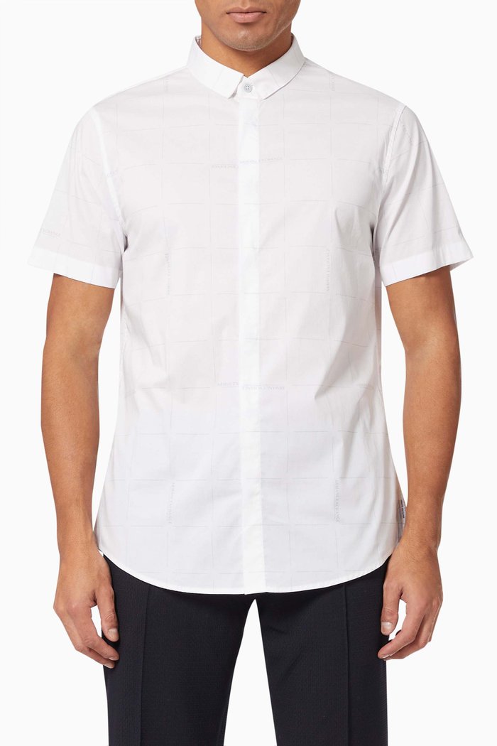 

Short Sleeve Checkered Shirt in Cotton, White