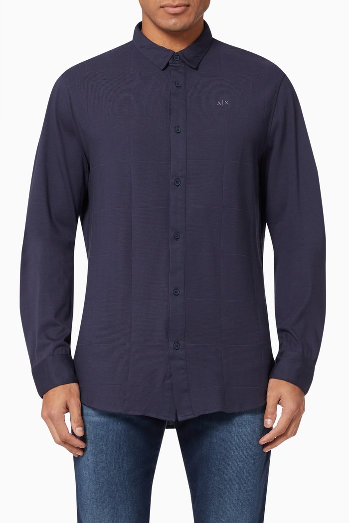 

Textured Shirt in Cotton Jersey, Multicolour