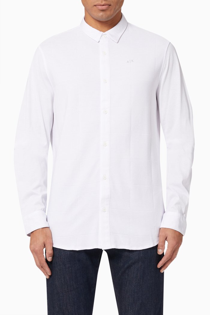 Textured Shirt in Cotton Jersey, White