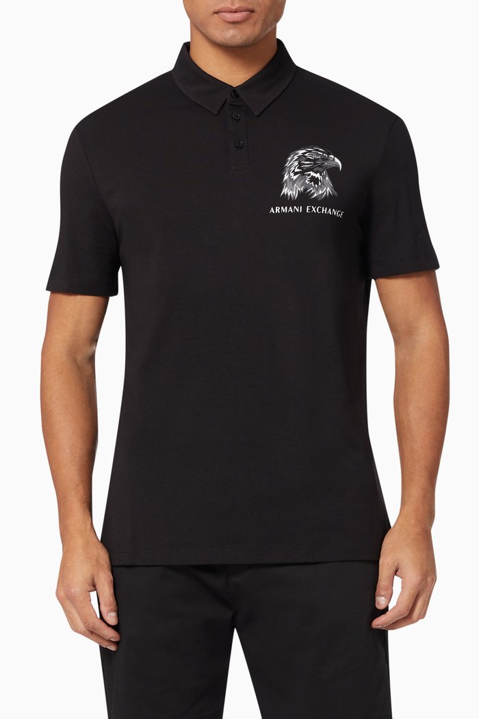 

Regular Fit Polo Shirt in Cotton Piqué, Black