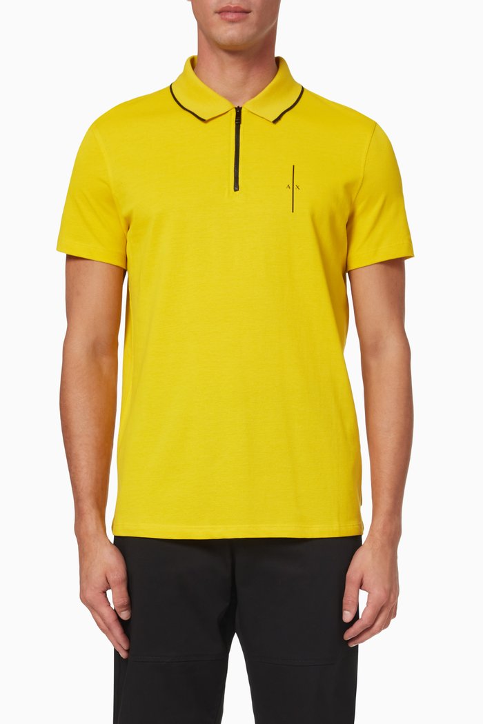 

Zipped Polo Shirt in Cotton Piqué, Yellow