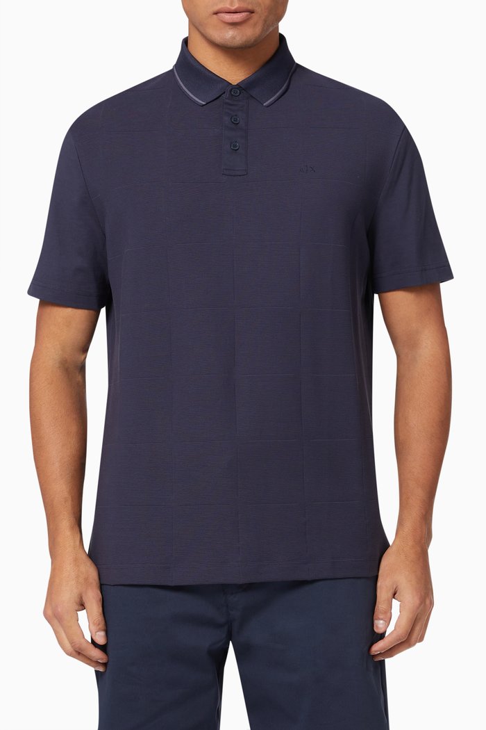 

Textured Polo Shirt in Cotton Knit, Multicolour