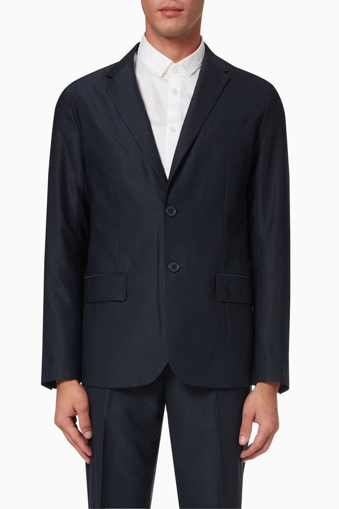 

Single Breasted Blazer in Cotton Twill, Blue