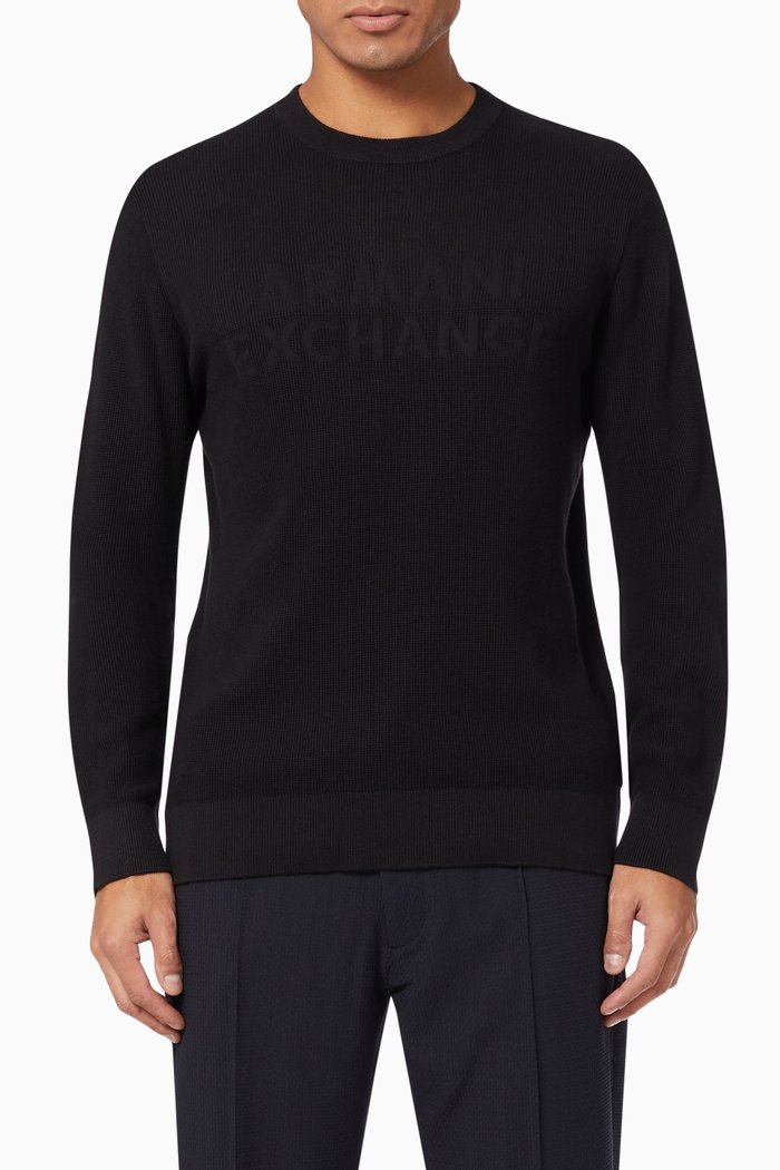 

Embroidered Logo Sweater in Cashmere, Black