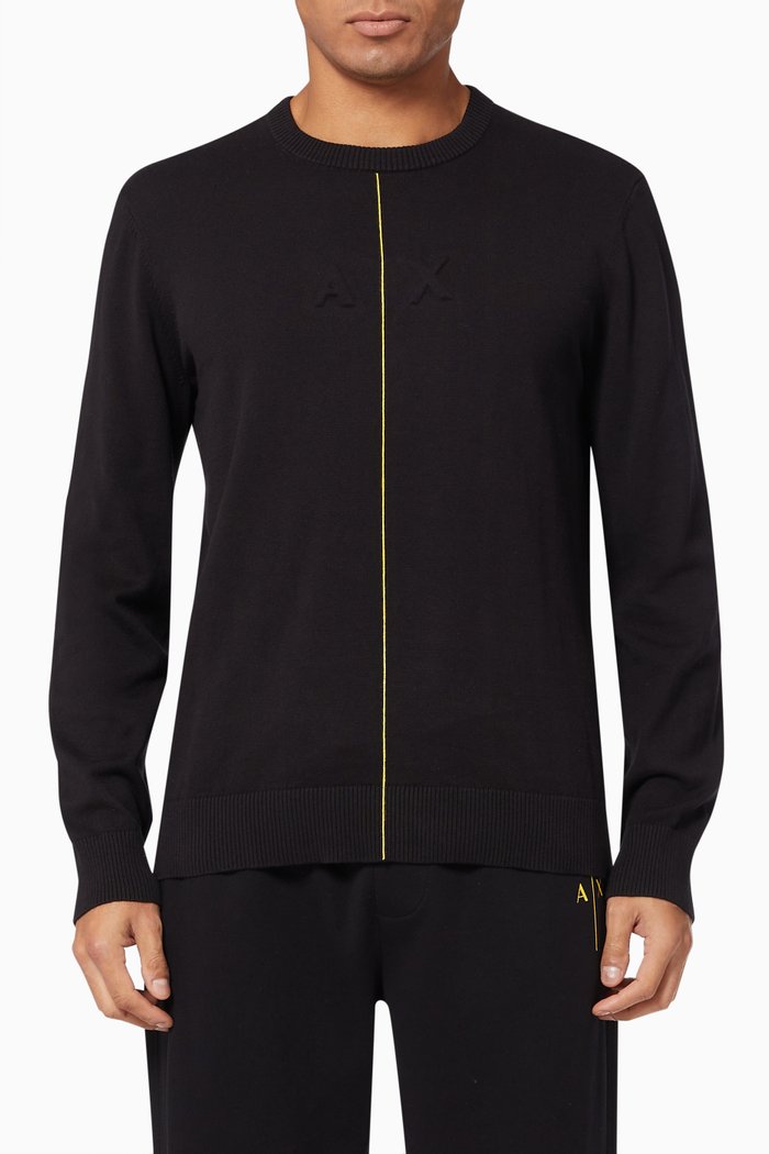

Embossed Logo Sweater in Lightweight Knit, Yellow