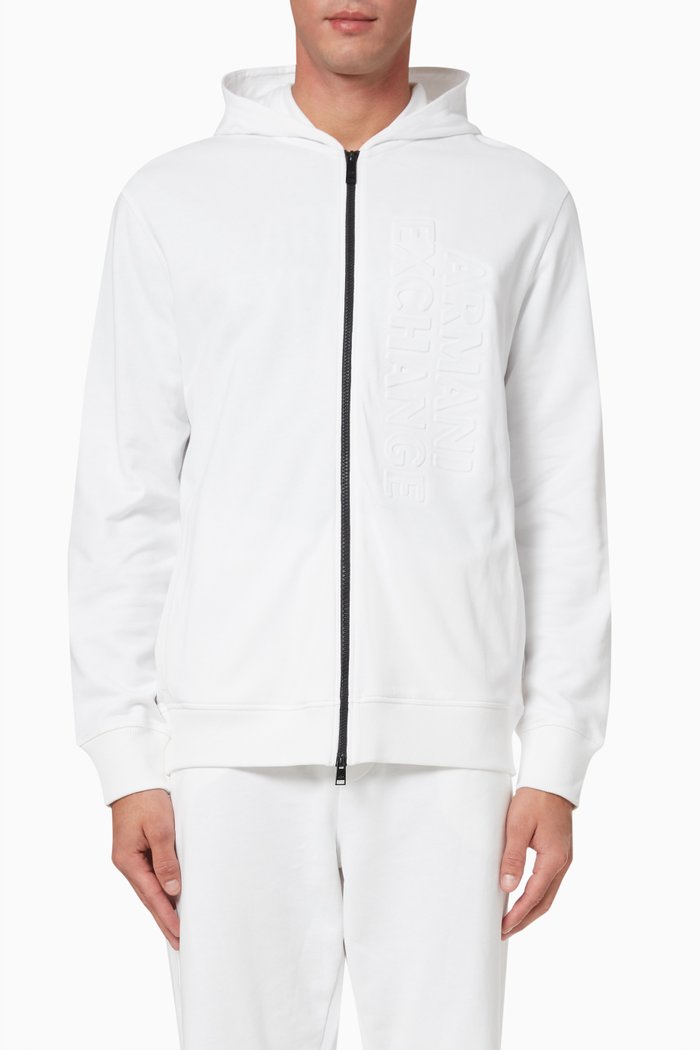 

Embossed Logo Sweatshirt in Fleece, White