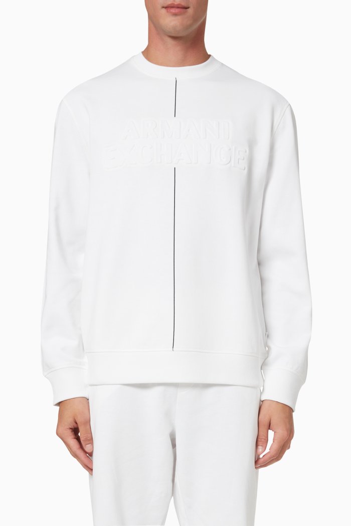 

Embossed Logo Sweatshirt in Fleece, White
