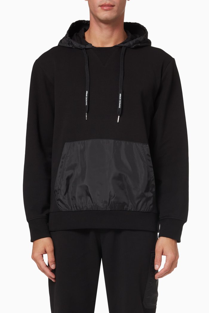 

Kangaroo Pocket Hoodie in Jersey, Black