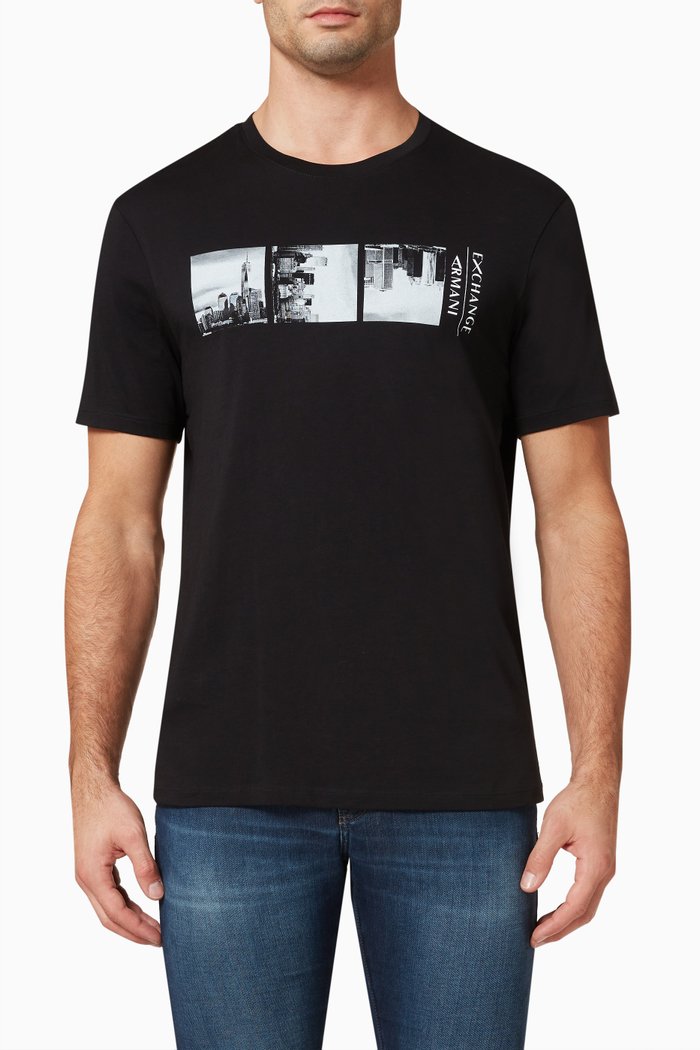 

Graphic T-Shirt in Cotton Jersey, Black