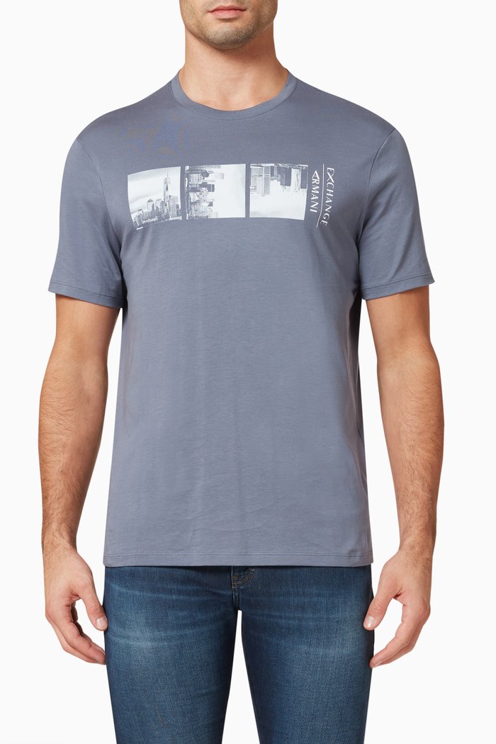 Graphic T-shirt in Cotton Jersey, Grey